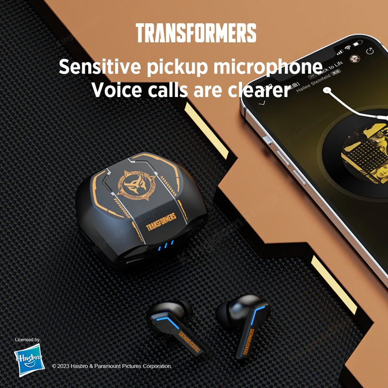 Transformers TF-T06 Fones de ouvido sem fio para jogos TWS Bluetooth 5.3 Fone de ouvido com redução de ruído de baixa latência Fones de ouvido estéreo HIFI